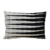 VELVET IKAT PILLOW COVER BLACK SILVER Q7